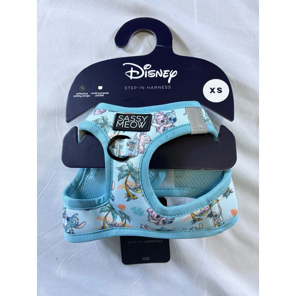 Disney Lilo and Stitch Sassy Wolf Step-In Pet Harness XS Blue Reflective NEW